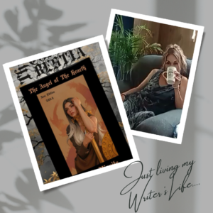 International Authoress, Sheila Wanite, pictured with THE CODE OF THE BESTIA: THE ANGEL OF THE HEARTH, New Edition 2024 cover she designed.